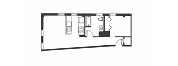 A black and white image of a floor plan of a room.