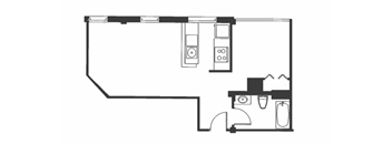 A black and white drawing of a house layout.