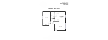A floor plan for a one bedroom apartment with a bath and a living area.