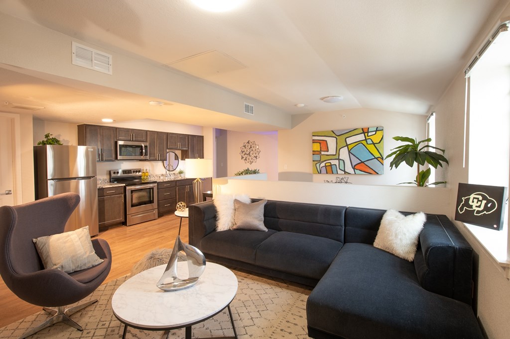 Living Area With Kitchen at 891 Exchange, Boulder Colorado
