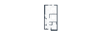 a floor plan of a small apartment with a bedroom and a living room
