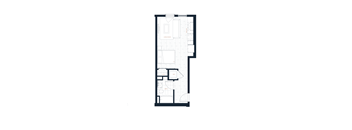a floor plan of an apartment with a bedroom and a living room