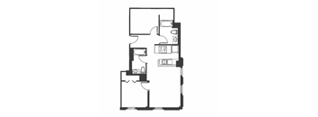 A black and white image of a floor plan of a house.