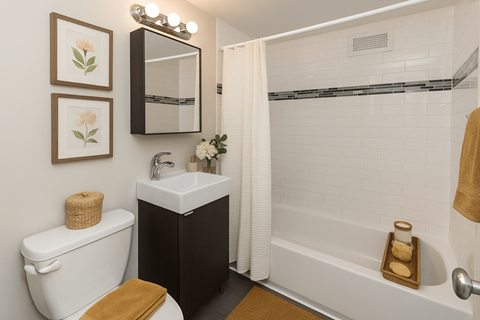 A white toilet sits next to a sink in a bathroom.
