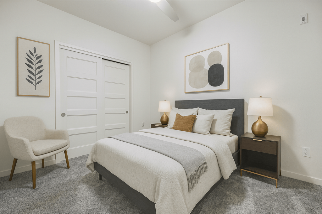 White Bedroom at B Street Lohi Apartments, Denver, CO