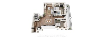 a 1 bedroom floorplan is shown in this illustration