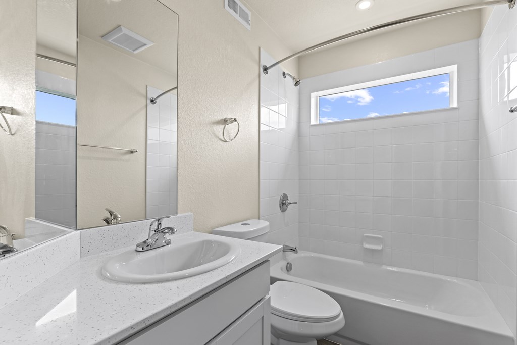 Modern Bathroom with Framed Mirror at The Townhomes at Pine Drive, Parker, CO, 80138