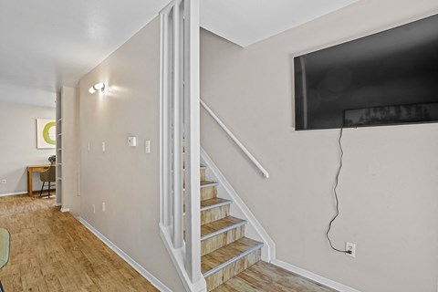 View of the stairs leading to two bedrooms upstairs