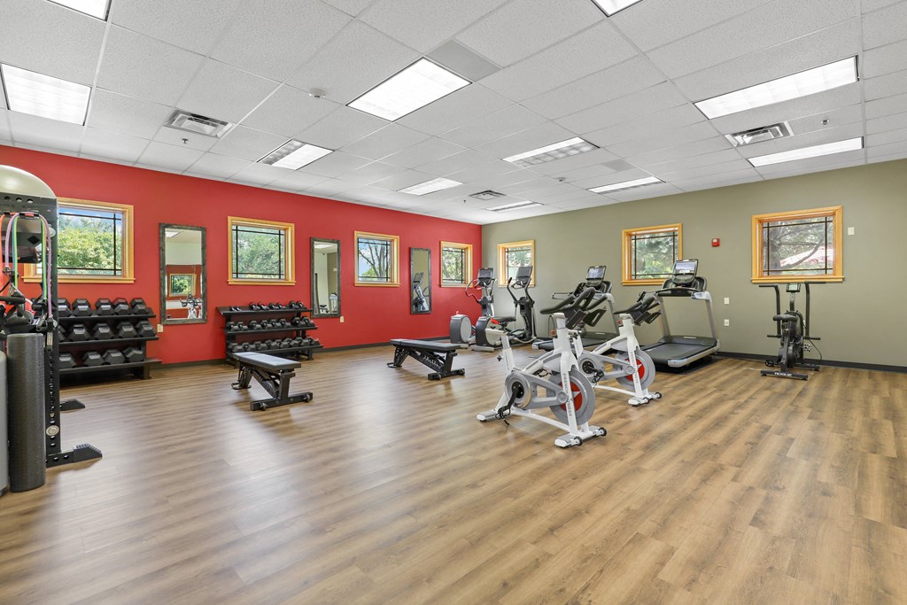 the weight room at the village at indian point resort and conference center