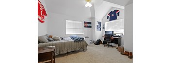 a bedroom with a bed and a desk and a computer