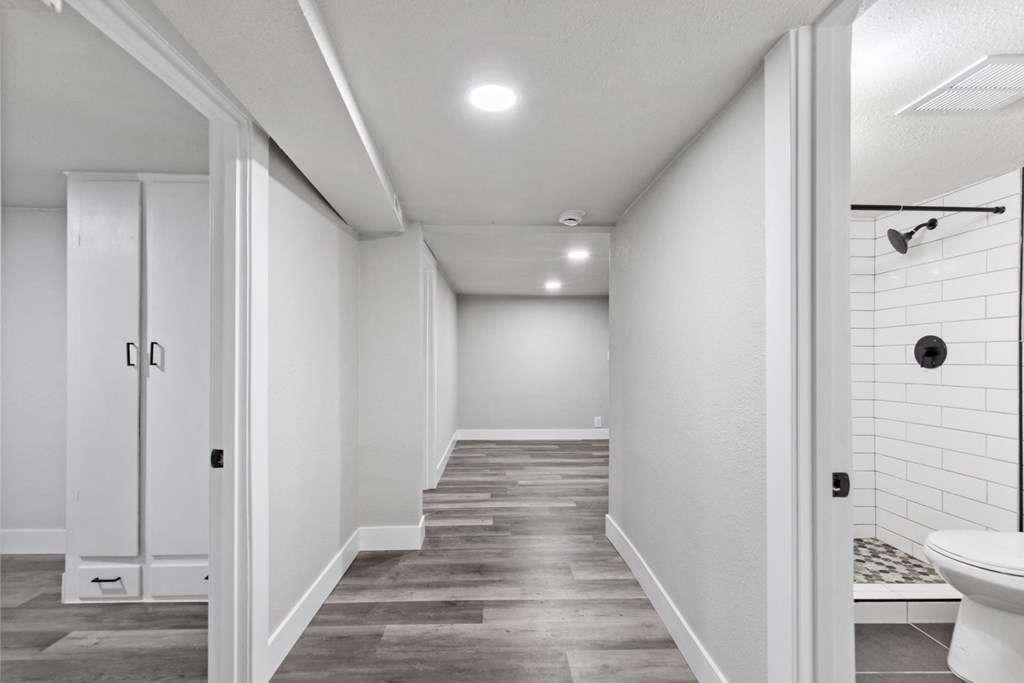 the retreat apartments renovated bathroom with toilet and shower