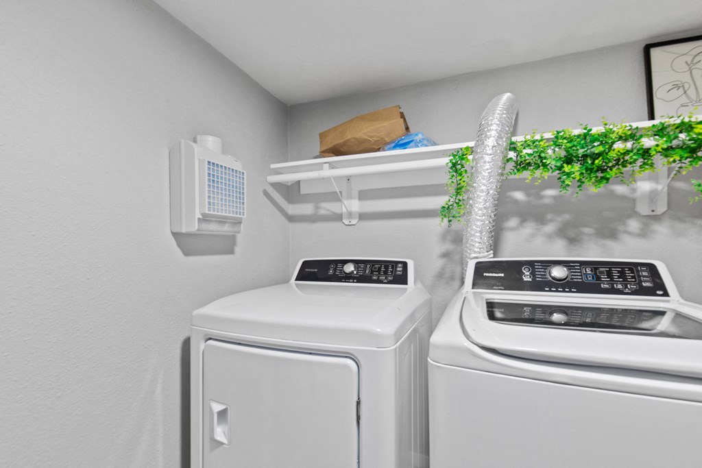 our apartments have a laundry room with two washes and a dryer