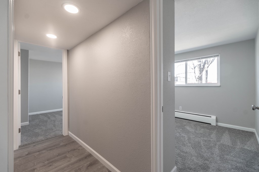 A room with a window and a radiator on the wall.
