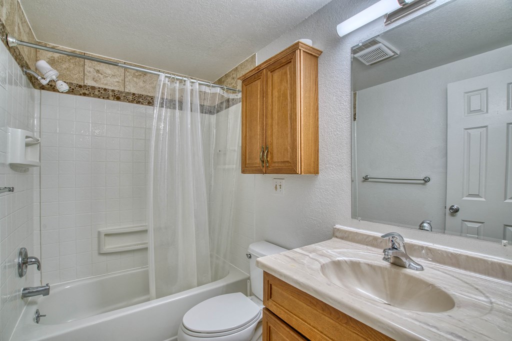 a bathroom with a sink toilet and bathtub