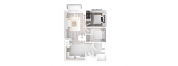 a floor plan of a house with a bedroom and a living room