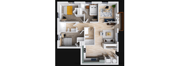 a floor plan of a house with a bedroom and a living room