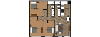 a floor plan of a home with wood paneling