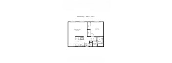 A floor plan of a 1 Bedroom/1 Bathroom apartment sized 550 square feet.