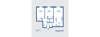 A blueprint of a house layout with labeled rooms and dimensions.