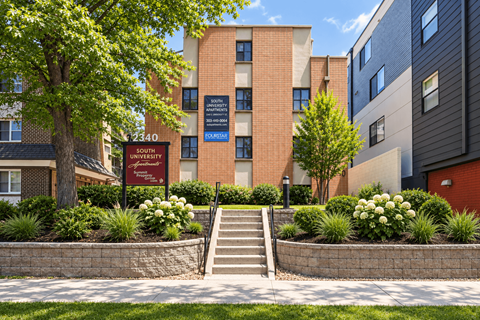 A building with a sign that says South University on it.