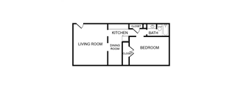 Studio 1 bath floor plan at Postmark at Littleton, Littleton, Colorado