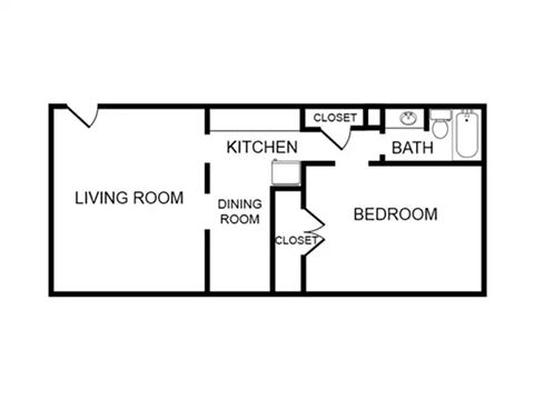 Studio 1 bath floor plan B at Postmark at Littleton, Colorado