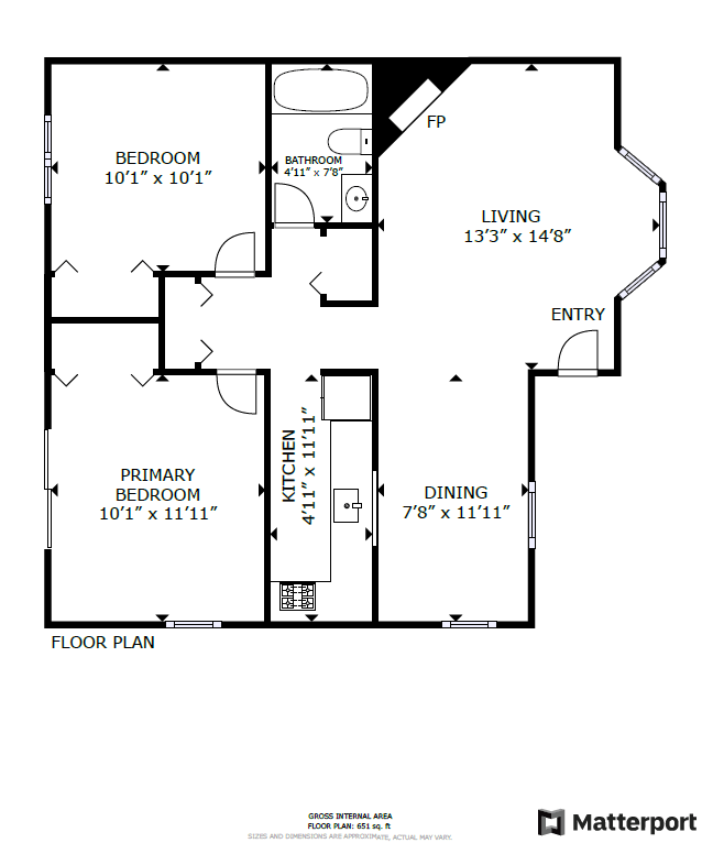 a floor plan of a home with two bedrooms and two bathrooms and a living room with a