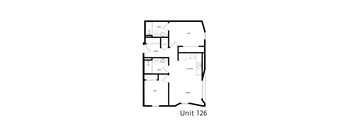A black and white image of a floor plan for Unit 126.