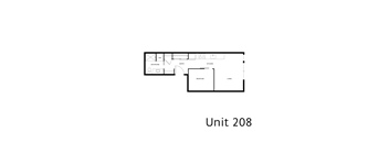A floor plan of a small apartment with a living room, kitchen, bedroom and bathroom.