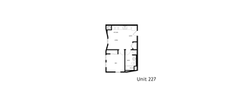 A black and white drawing of a floor plan for Unit 227.