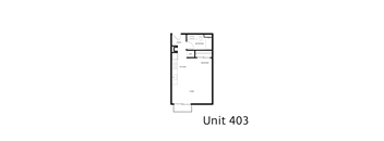 A floor plan of a small apartment named Unit 403.