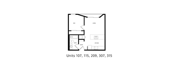 A black and white diagram of a floor plan with labeled rooms.