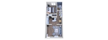 1 Bed 1 Bath Floor Plan at The Wesley Apartments, Denver, CO, 80222