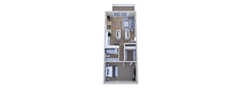 1 Bedroom 1 Bathroom Floor Plan at The Wesley Apartments, Denver Colorado  