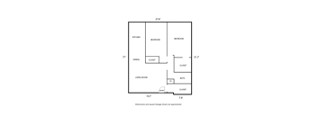 A diagram of a house layout with labeled rooms and dimensions.
