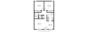 A black and white image of a floor plan for a small apartment.