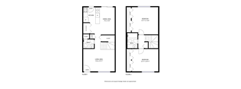 A floor plan of a two-story home with dimensions and square footage indicated.