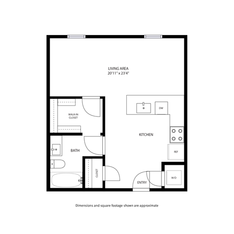 A black and white image of a floor plan for a 2011 x 234 living area.