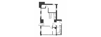 A black and white image of a house floor plan.