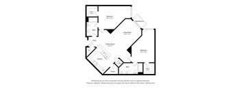 A black and white floor plan of a house with a living room, dining room, kitchen, pantry, and three bedrooms.