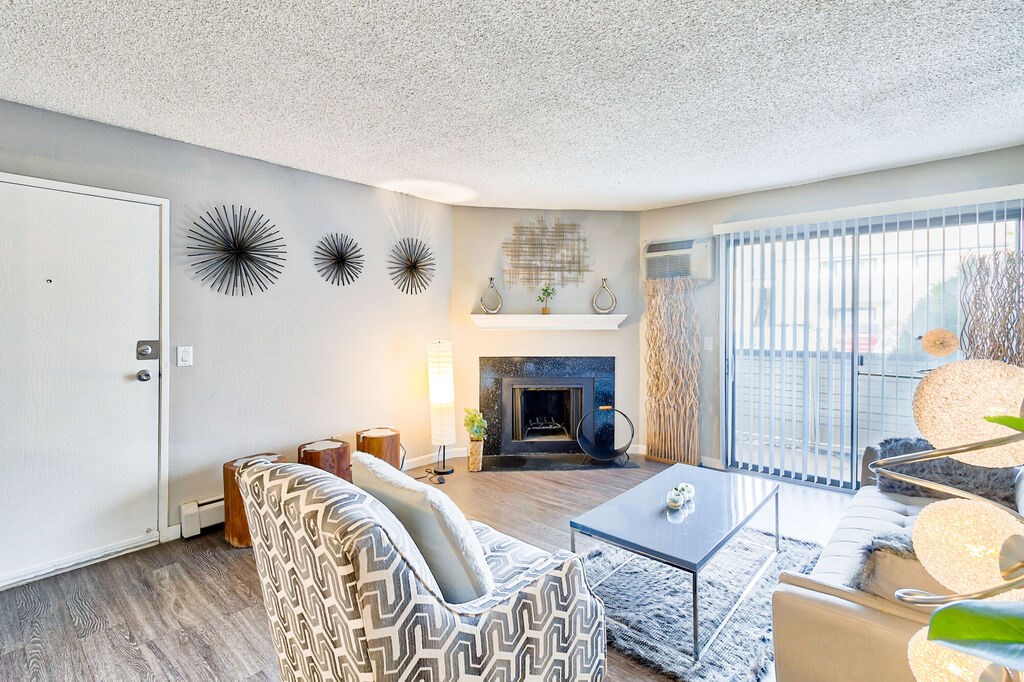 Fireplace Living Area at Miramar Apartments, Denver