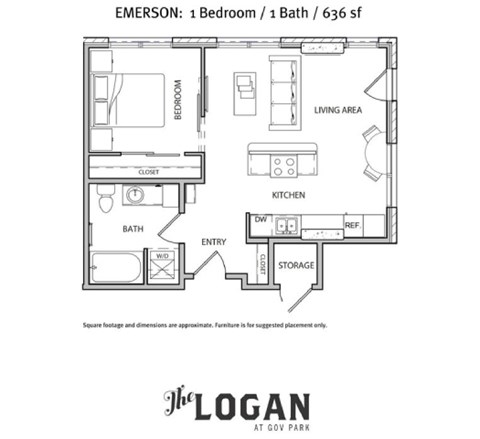 Emerson Floor Plan at The Logan Apartments, Denver Colorado