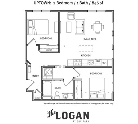 Uptown Floor Plan at The Logan Apartments, Denver, 80203