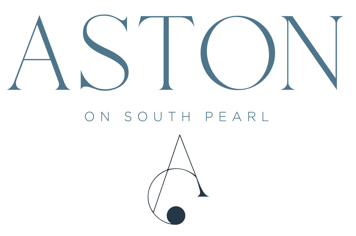 Aston on South Pearl logo with a design element.