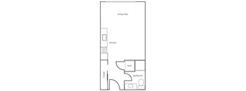 Studio Floor Plan at Sloan's Place Apartments, Colorado