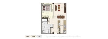 The Apex 1 apartment floor plan with 1 bedroom and 1 bath