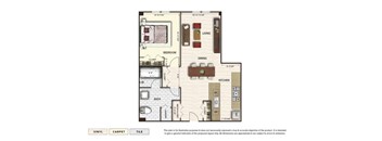 The Apex 3 apartment floor plan with 1 bedroom and 1 bath
