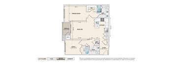 Briarwood B-1 garden apartment floorplan with 2 bedrooms, 2 baths, and a terrace.