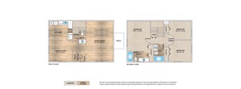 3-Bedroom Townhome B floor plan with 3 bedrooms, 2.5 baths, and a patio/balcony
