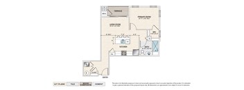 The Aspen (ME-A1) elevator building apartment floor plan with 1 bedroom, 1 bath, and a patio/balcony